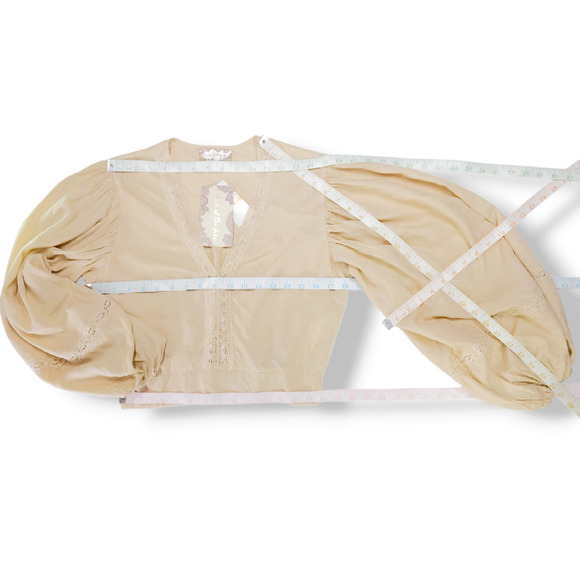 NWT B.O.G. Band of the Free Brie Lace Long Sleeve Top Sz. M [8-10] Light Camel - Picture 6 of 7